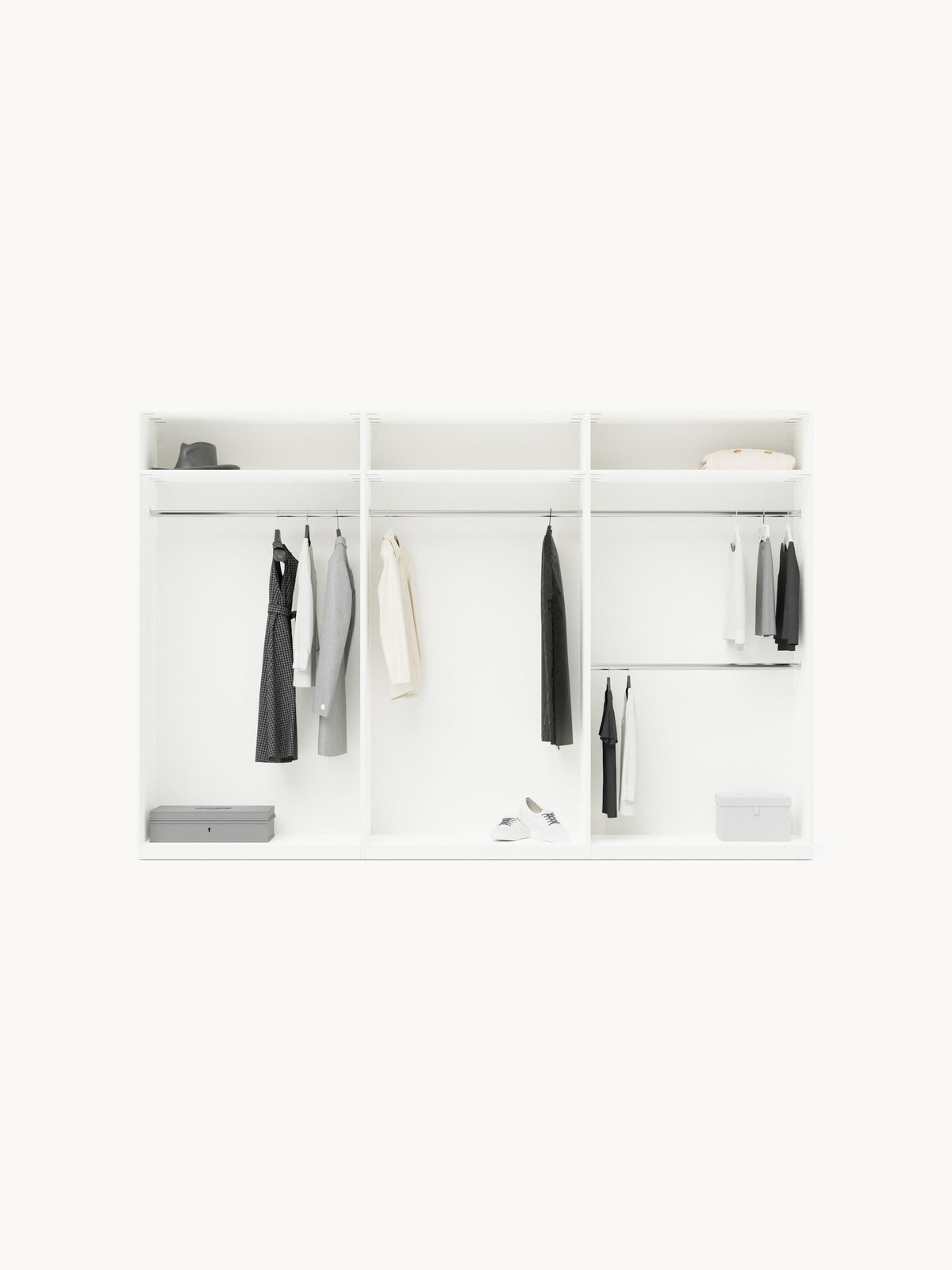 Leomarch Modular Hinged-Door Wardrobe, 300 cm Wide, in Various Sizes