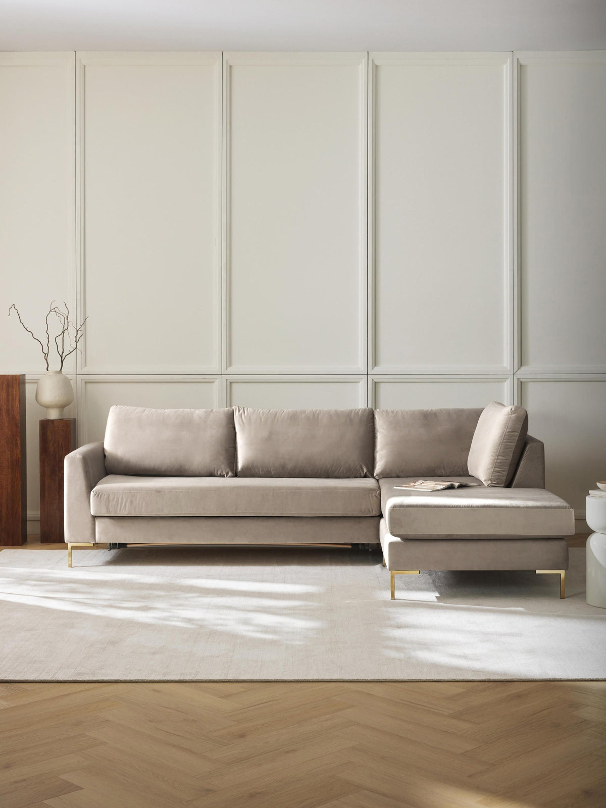 Lunbergh 3-Seater Velvet Sofa Bed with Mattress