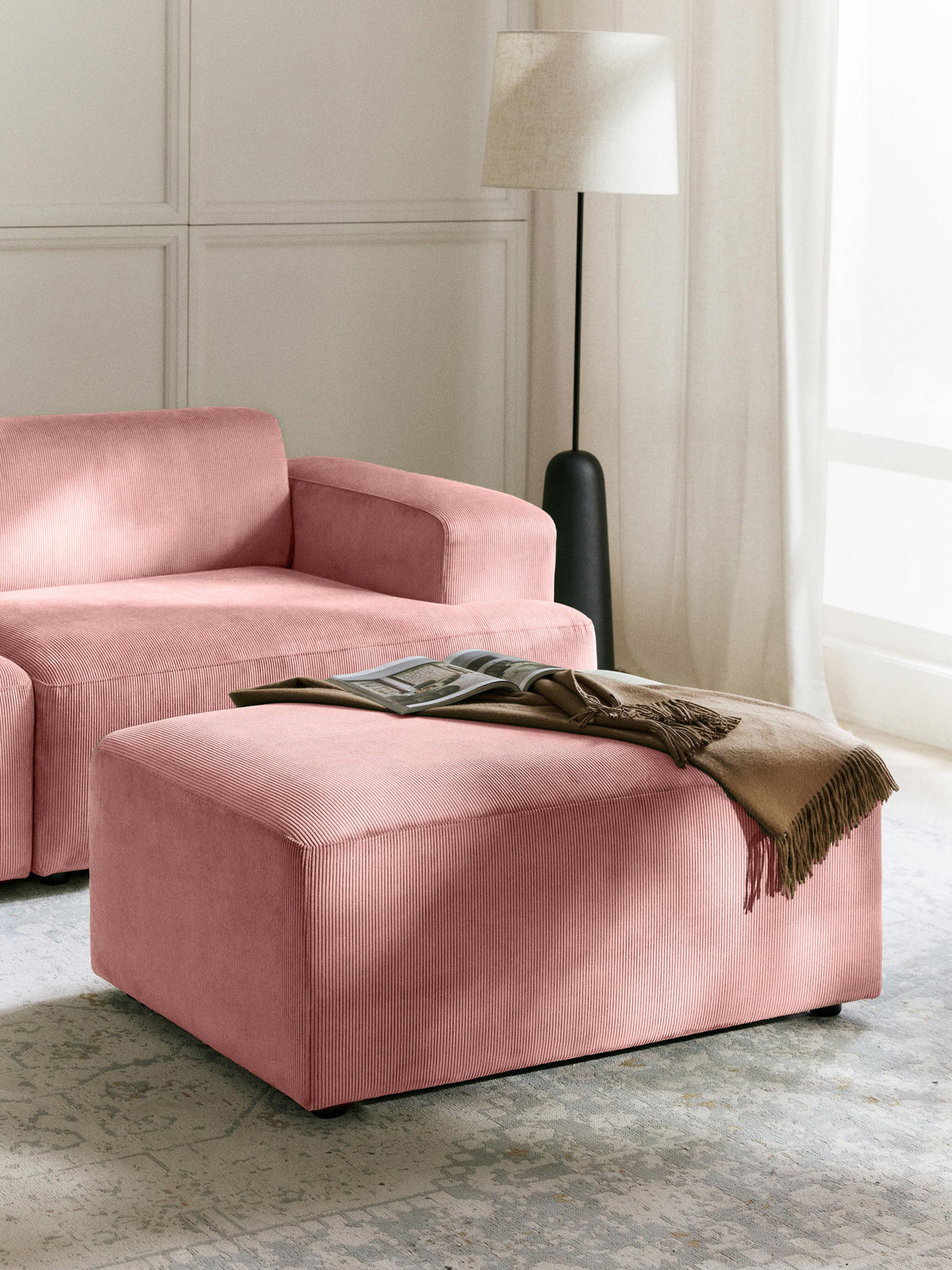 Melraine Corduroy Stool, W 99 x D 72 cm
