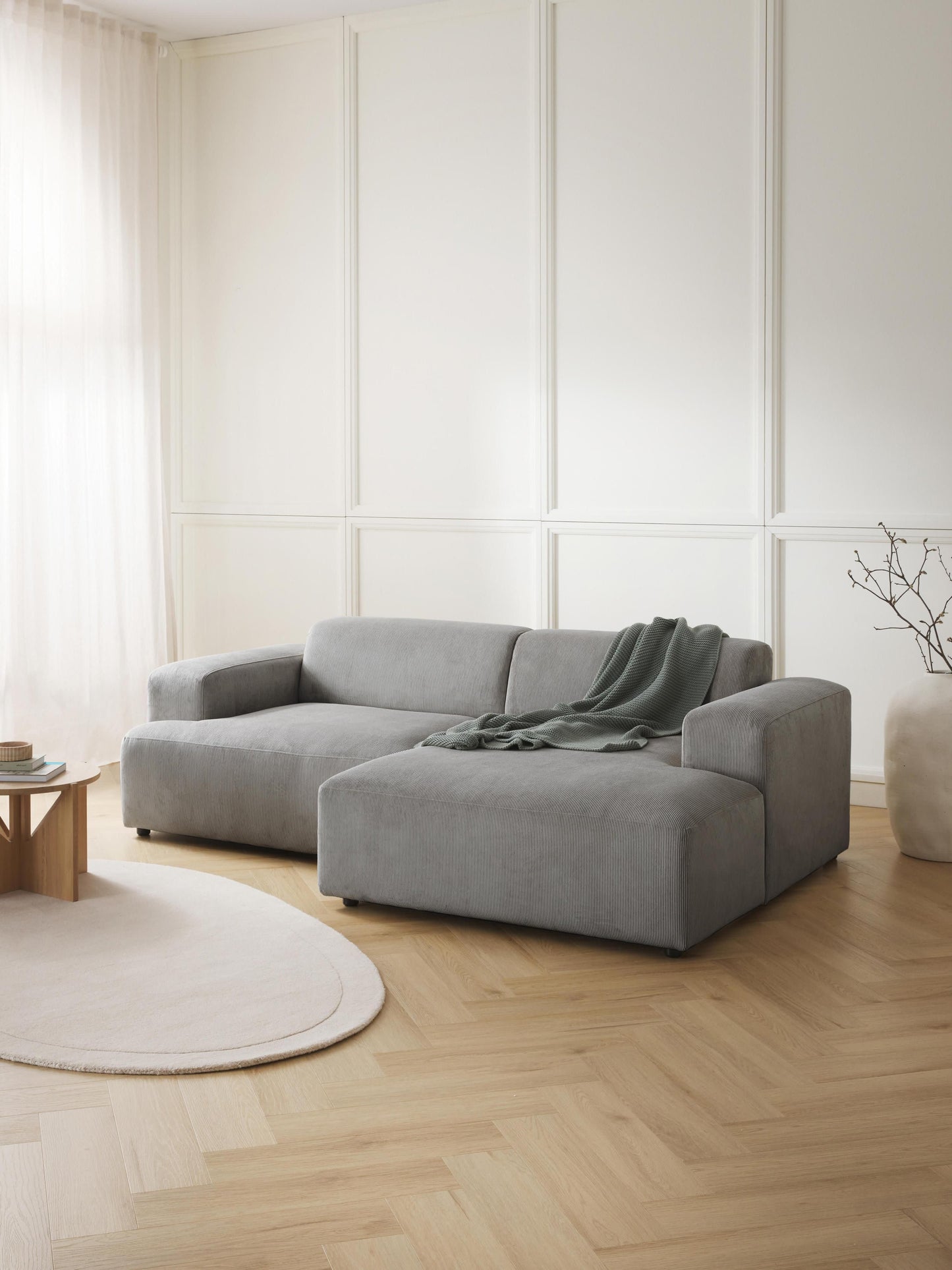Melraine Corner Sofa in Corduroy, 3-Seater