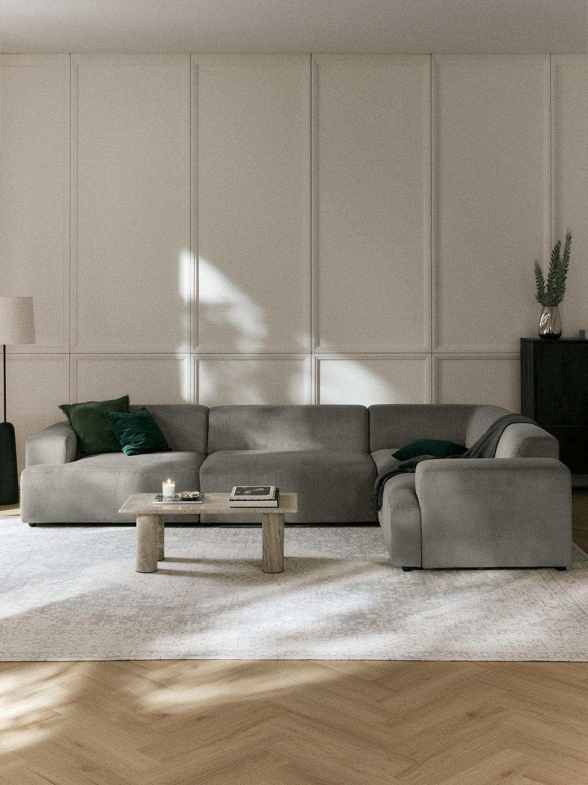 Melraine Large Corner Sofa in Corduroy (4-Seater)