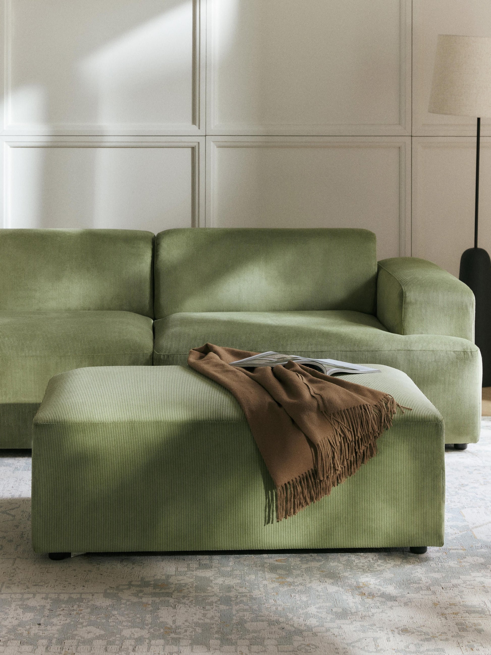 Melraine XL Ottoman in Corduroy, W 116 x D 72 cm