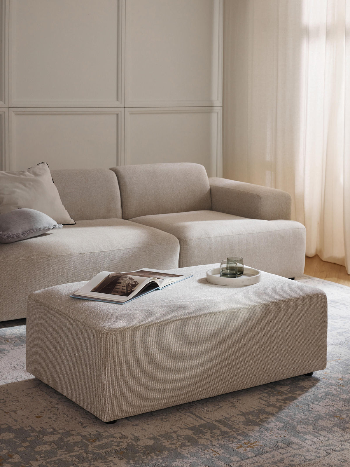 Melraine XL Ottoman, W 116 x D 72 cm