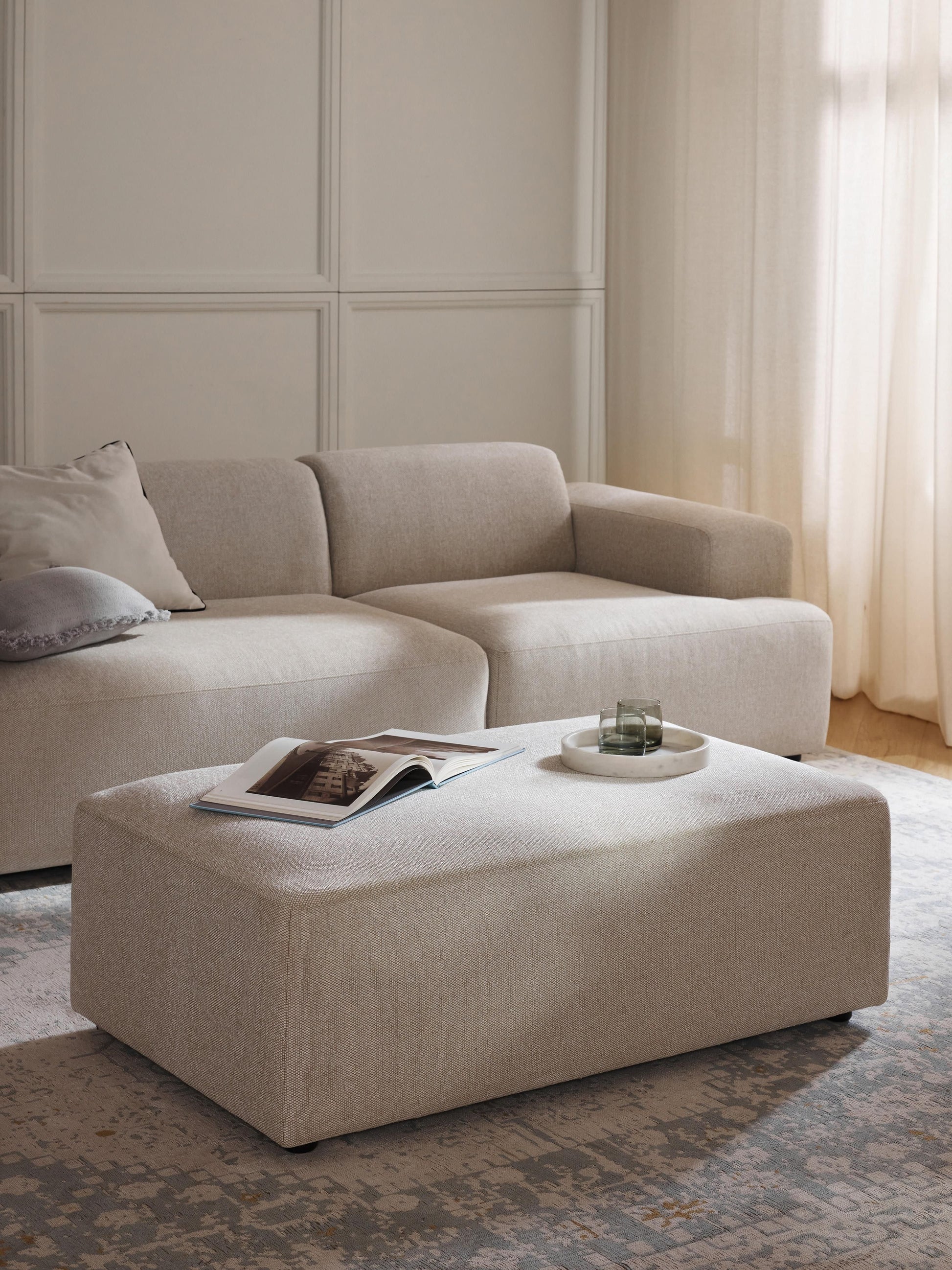 Melraine XL Ottoman, W 116 x D 72 cm