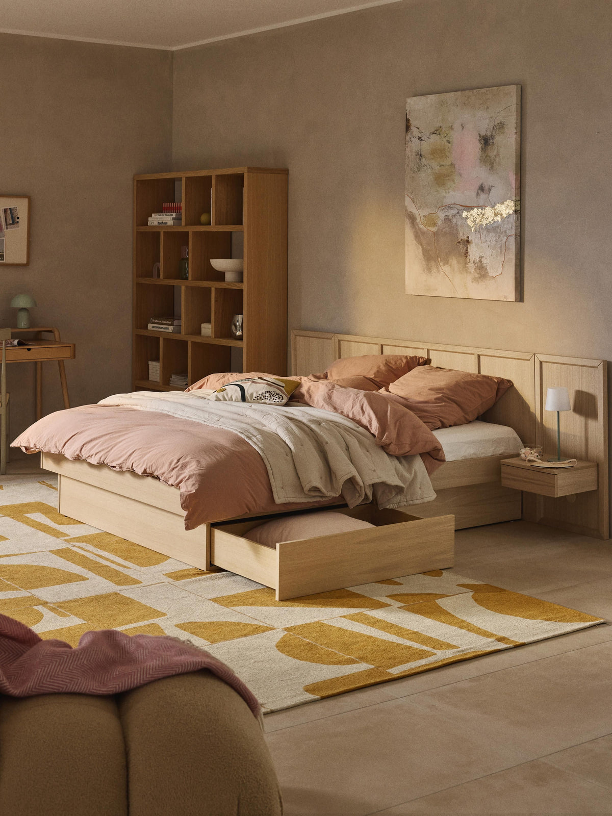 Nantorra Wooden Bed with Bedside Tables and Headboard