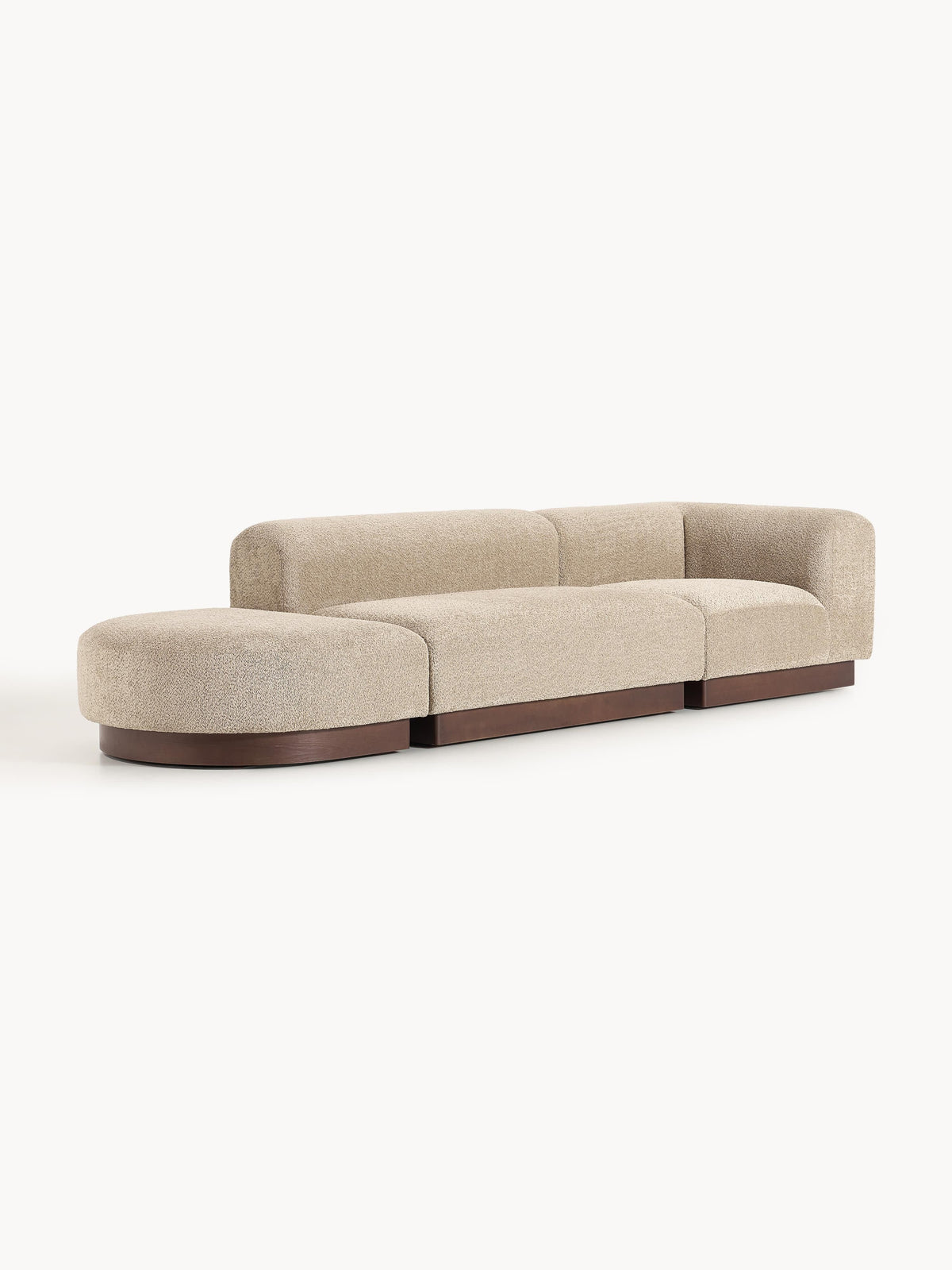 Natworth Modular Ottoman in Teddy Bouclé with Stool (Left/Right)