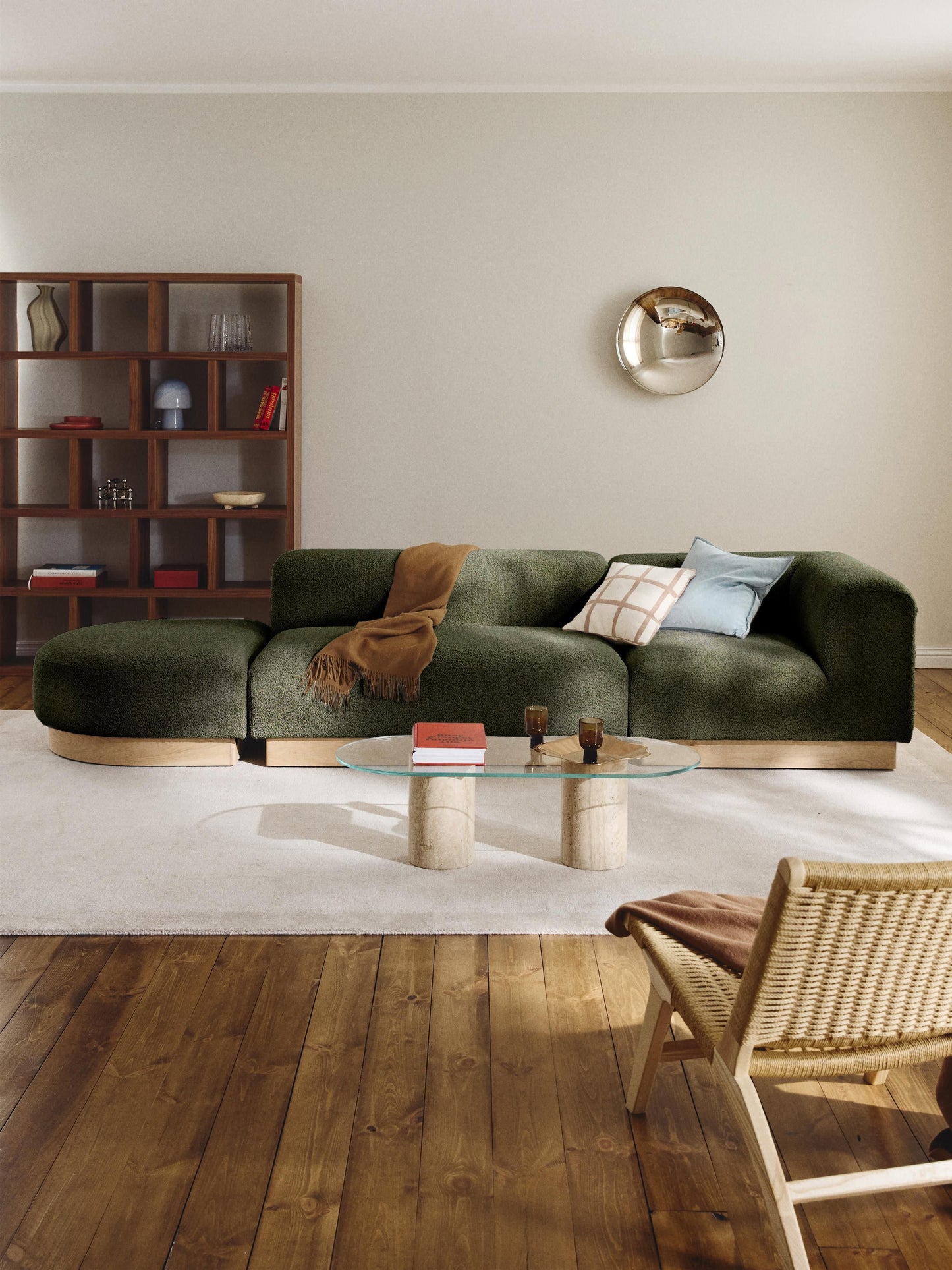 Natworth Modular Ottoman in Teddy Bouclé with Stool (Left/Right)