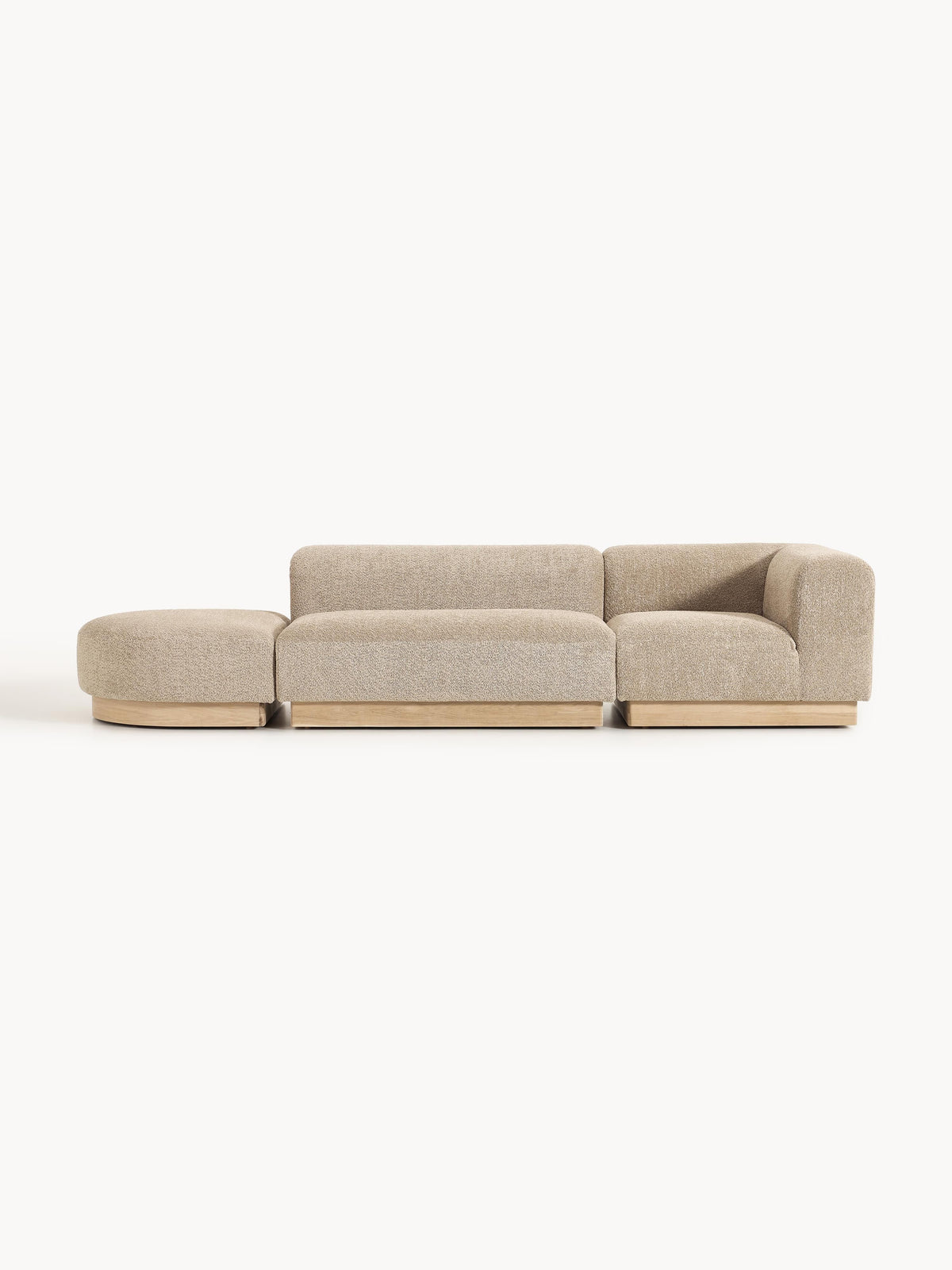 Natworth Modular Ottoman in Teddy Bouclé with Stool (Left/Right)