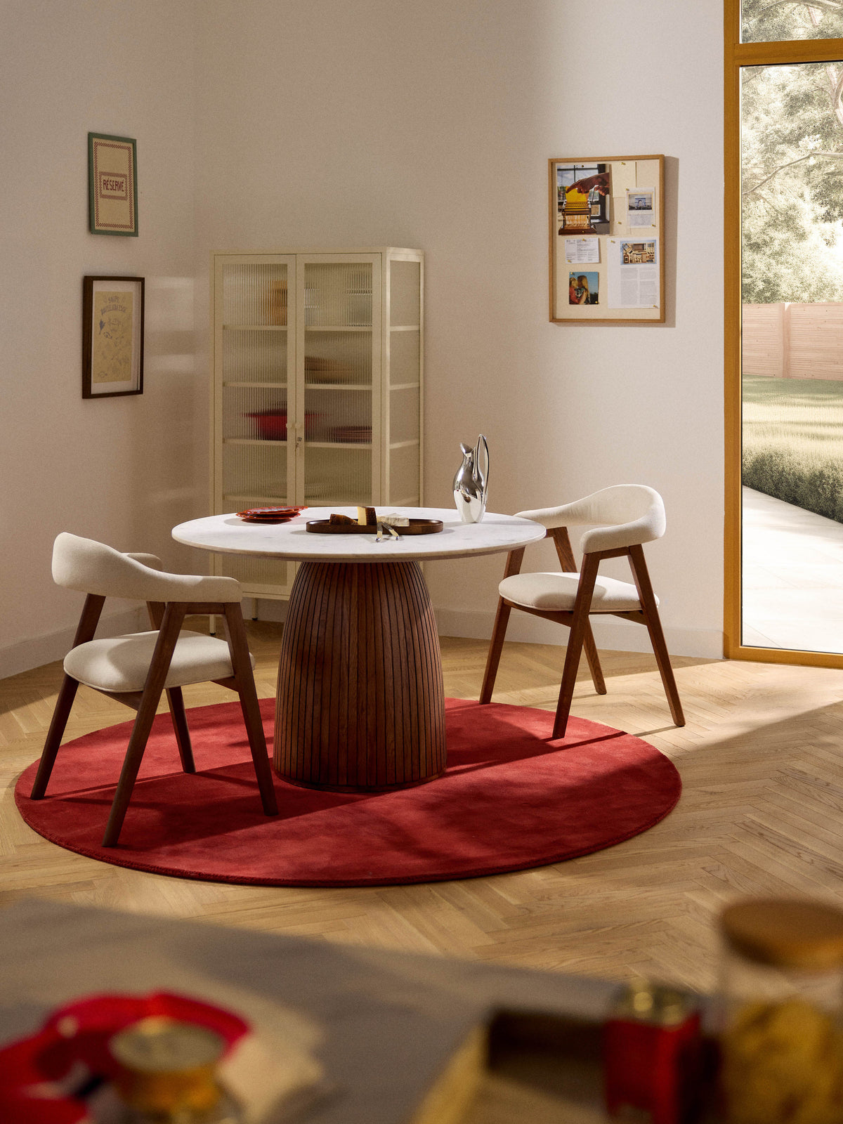 Nelviro Round Dining Table with Marble Tabletop, Ø 115 cm