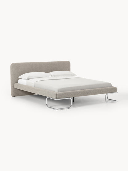 Olverta Bouclé Upholstered Bed with Metal Legs