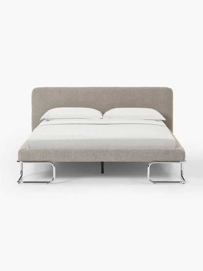 Olverta Bouclé Upholstered Bed with Metal Legs