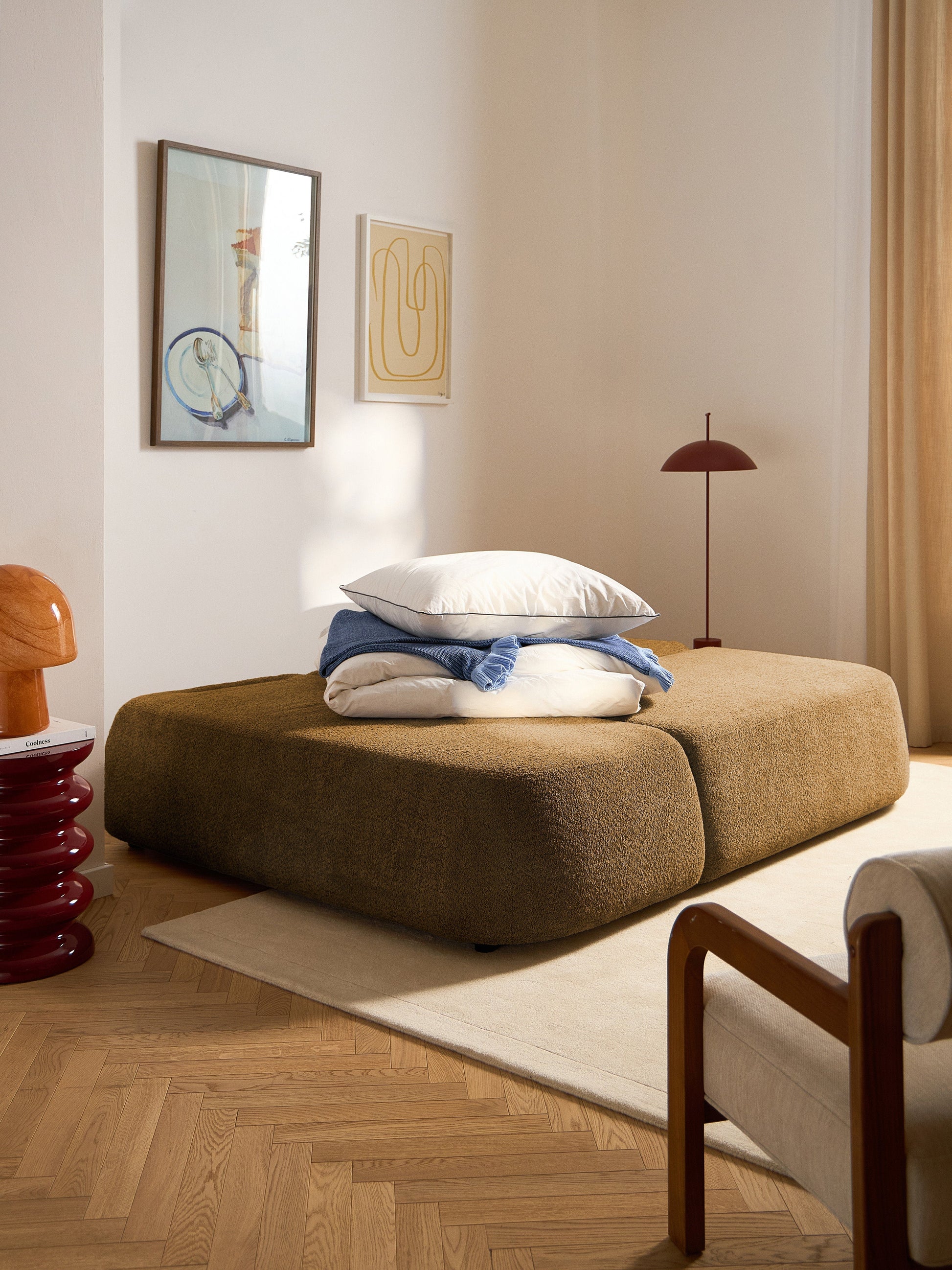 Paoquin Teddy Bouclé Sofa Bed with Storage