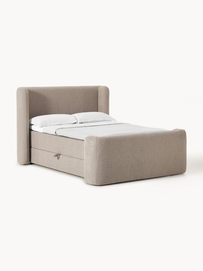 Perlyth Bouclé Box Spring Bed with Storage
