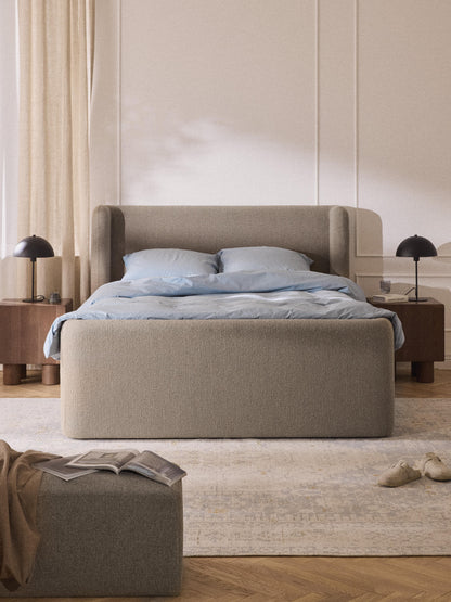 Perlyth Bouclé Box Spring Bed with Storage