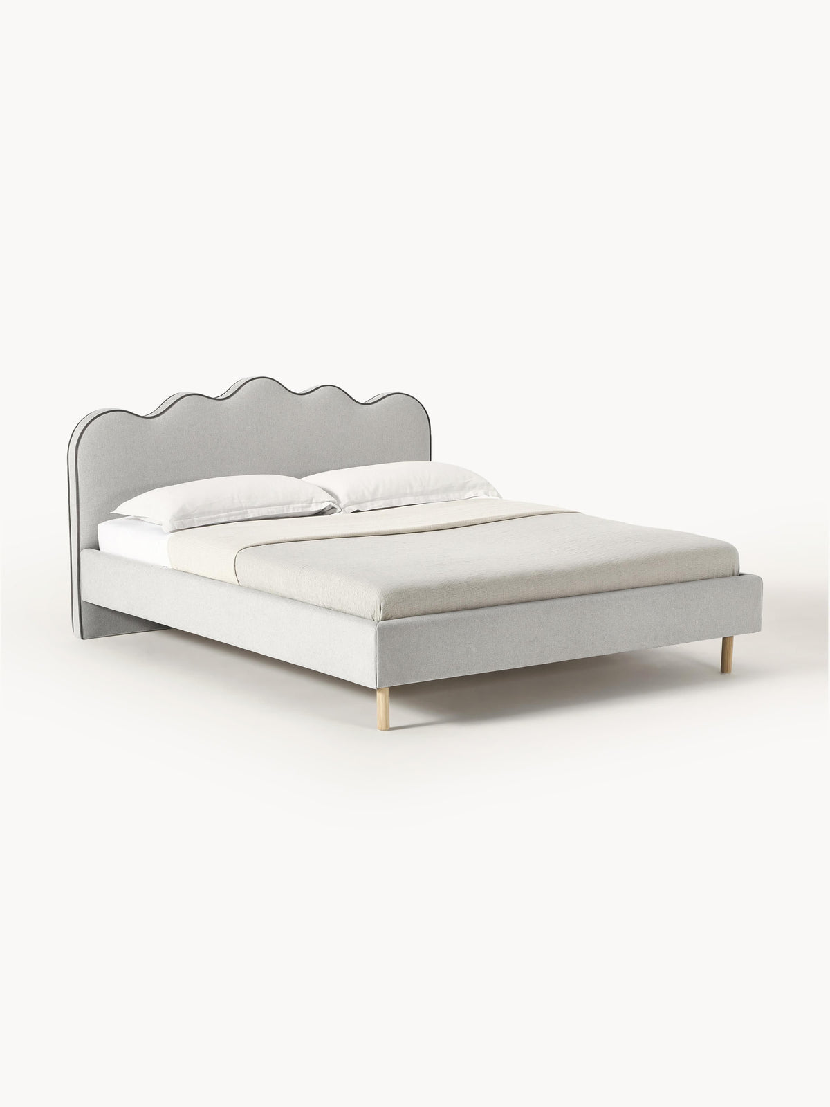 Romkade Upholstered Bed with Wavy Headboard