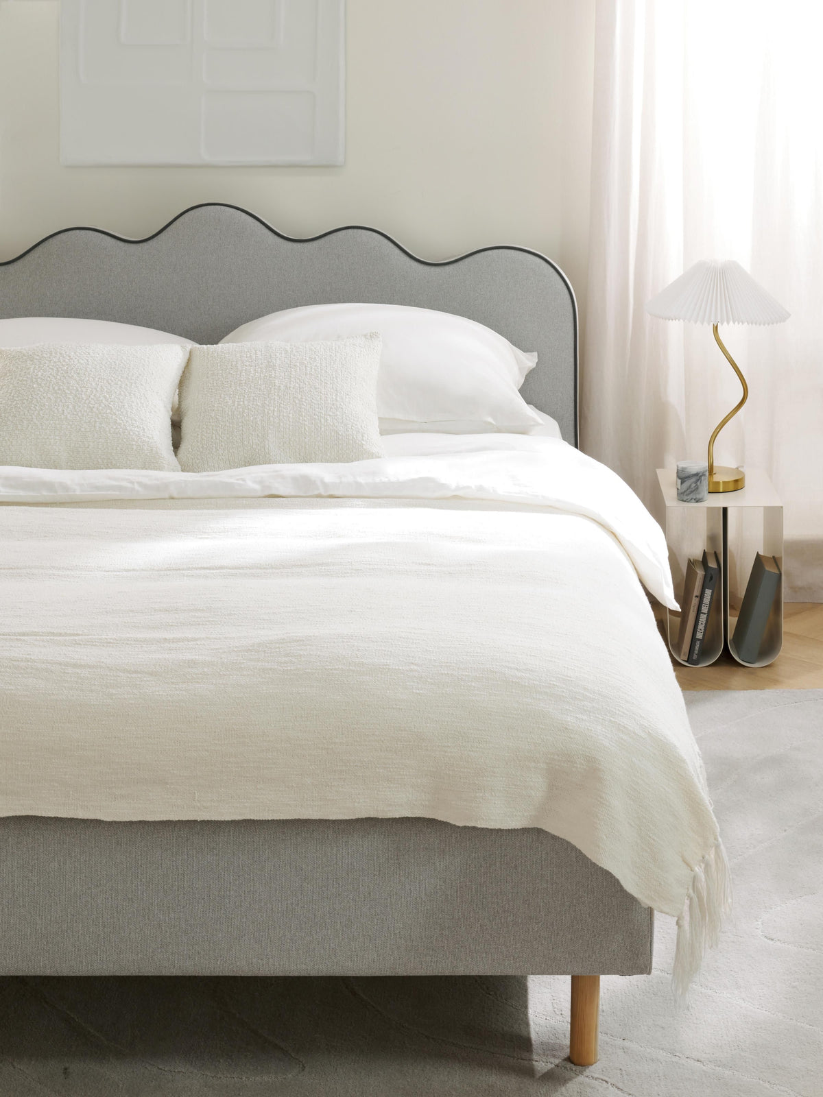 Romkade Upholstered Bed with Wavy Headboard