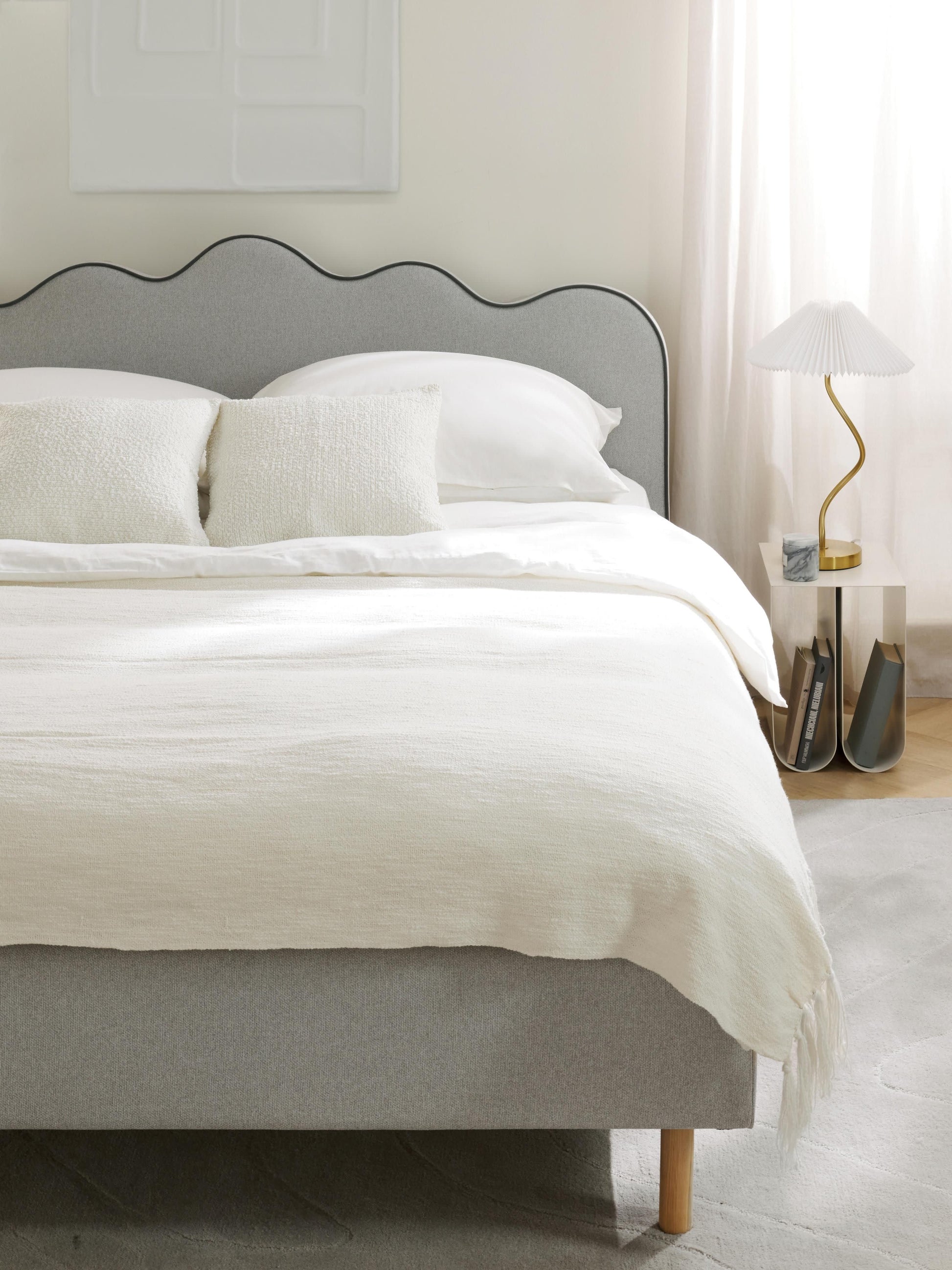 Romkade Upholstered Bed with Wavy Headboard