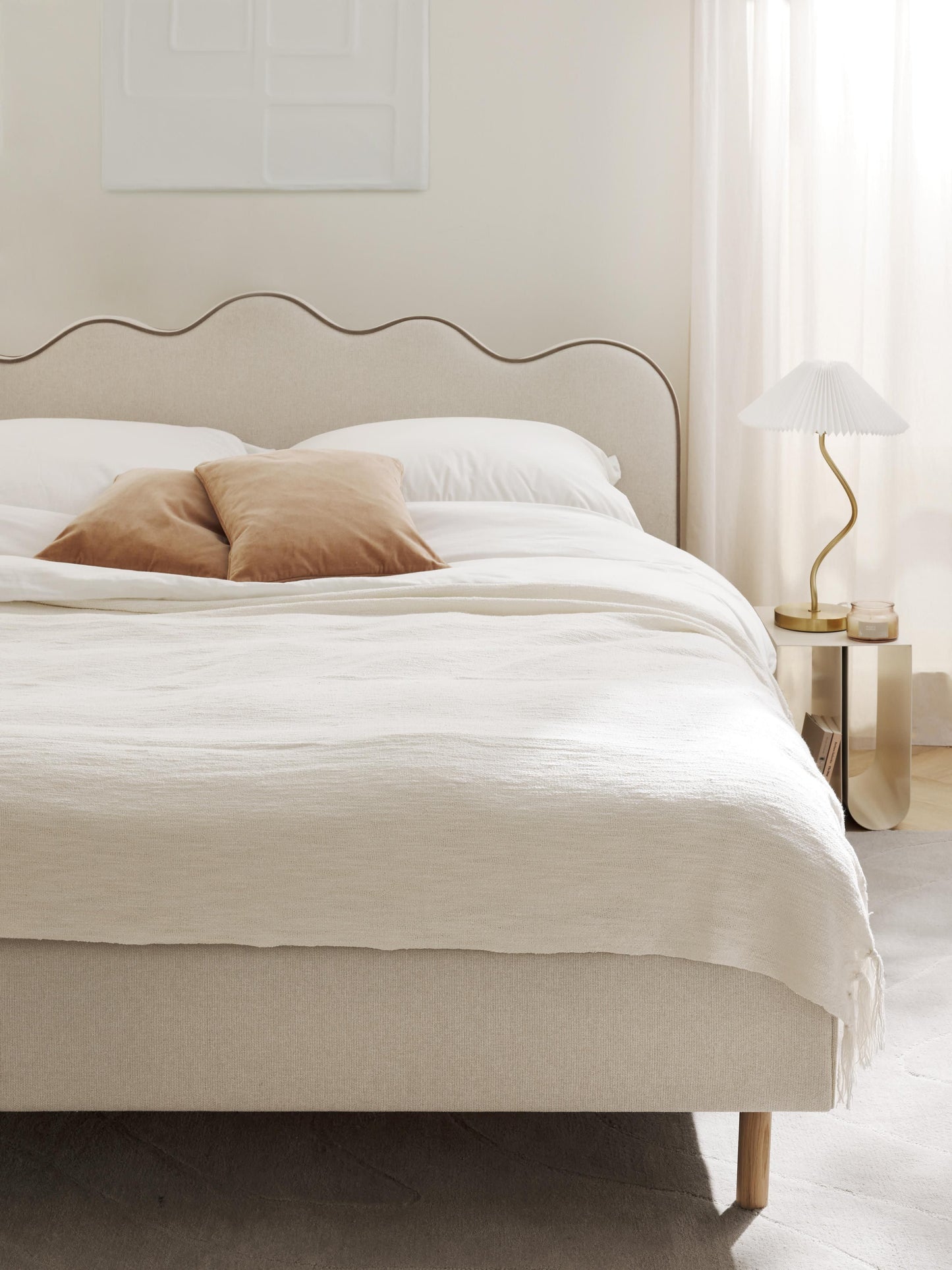 Romkade Upholstered Bed with Wavy Headboard