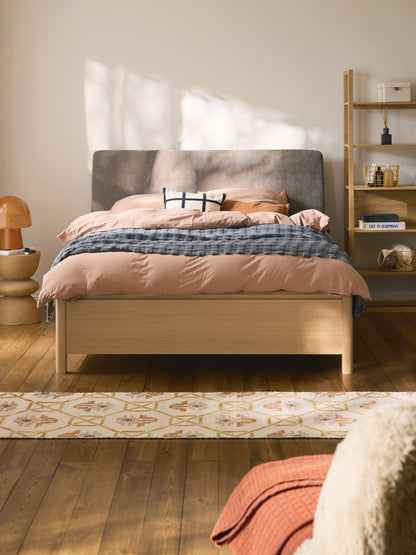 Santgrove Wooden Bed with Drawers and Upholstered Headboard