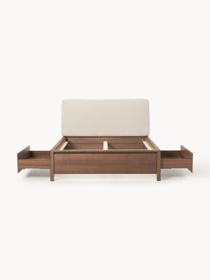Santgrove Wooden Bed with Drawers and Upholstered Headboard