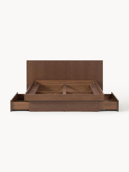 Satveno Wooden Bed with Headboard and Drawers