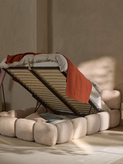 Taybris Bouclé Upholstered Bed with Storage