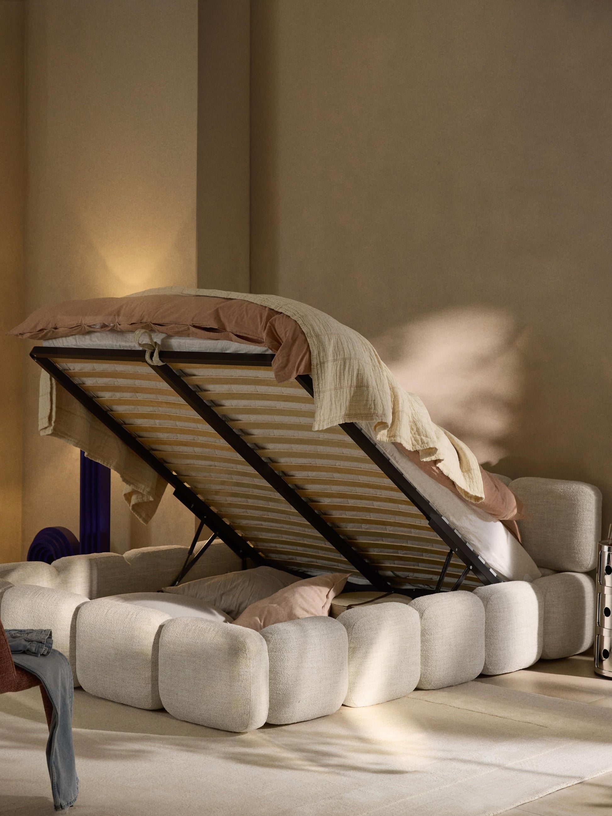 Taybris Bouclé Upholstered Bed with Storage