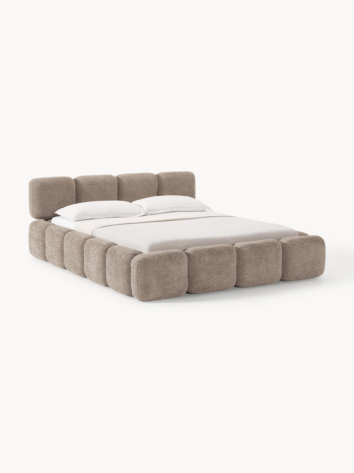Taybris Upholstered Bed in Teddy Bouclé with Storage
