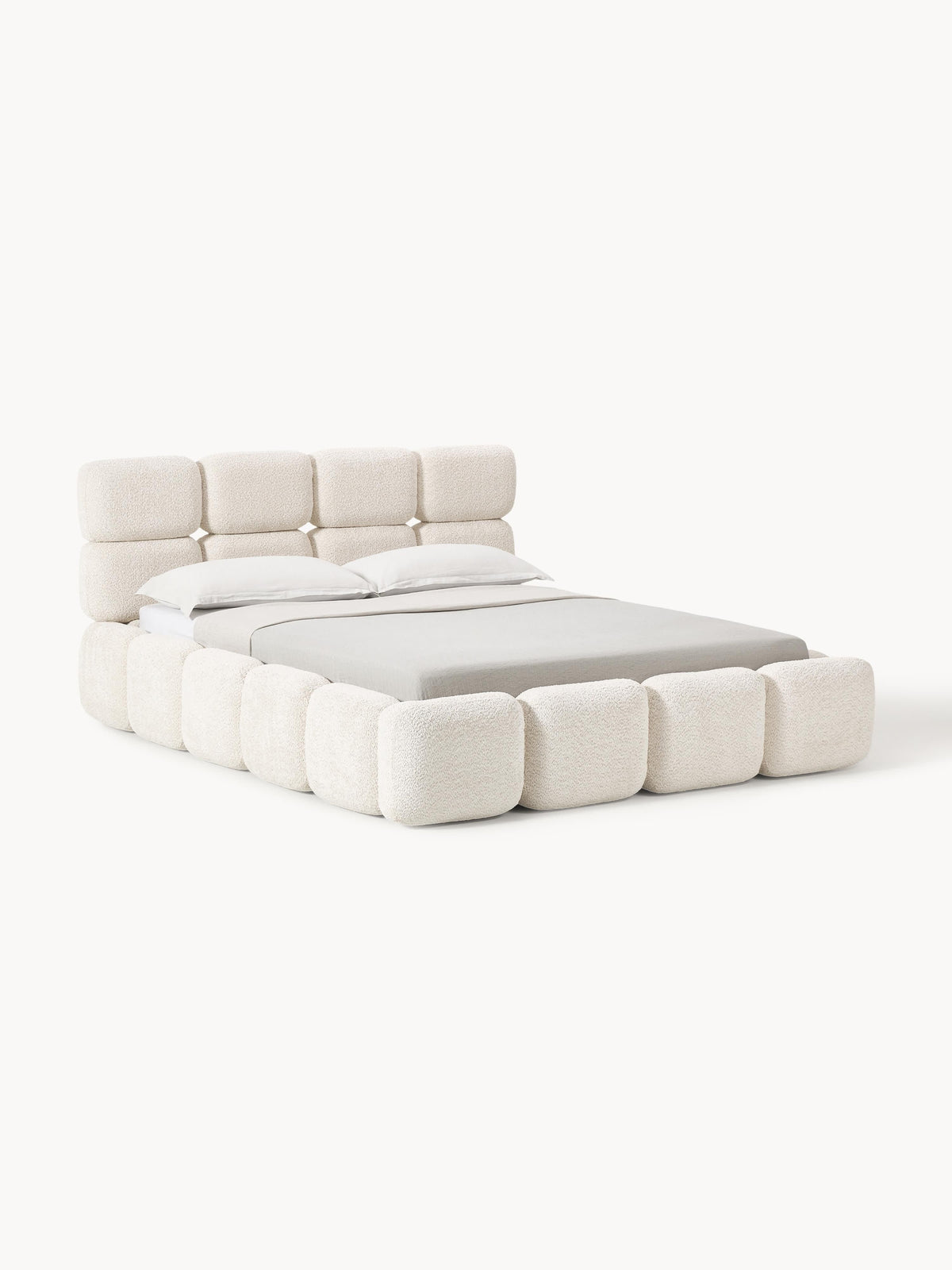 Taybris Upholstered Bed in Teddy Bouclé with Storage