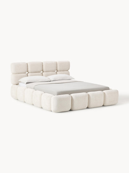 Taybris Upholstered Bed in Teddy Bouclé with Storage