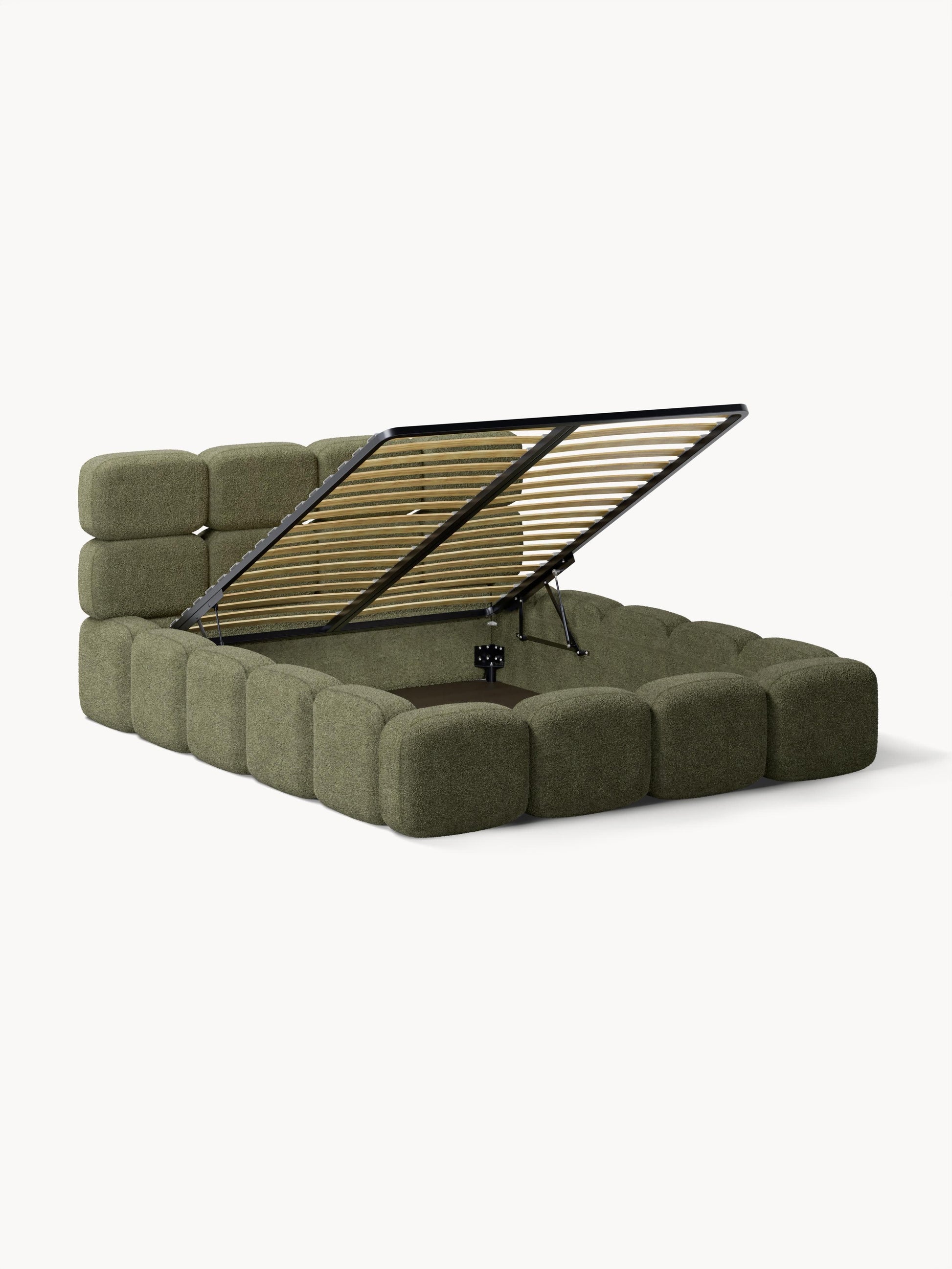 Taybris Upholstered Bed in Teddy Bouclé with Storage