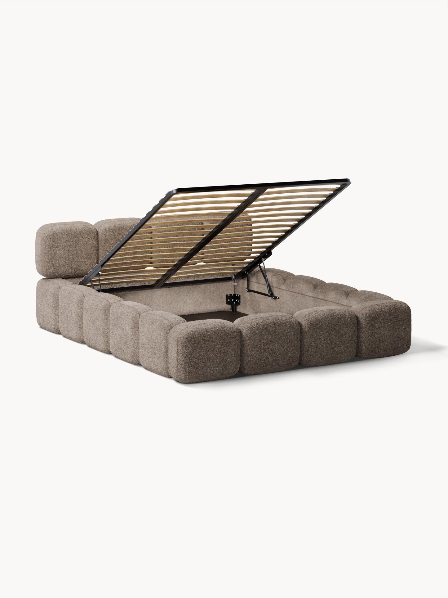 Taybris Upholstered Bed in Teddy Bouclé with Storage