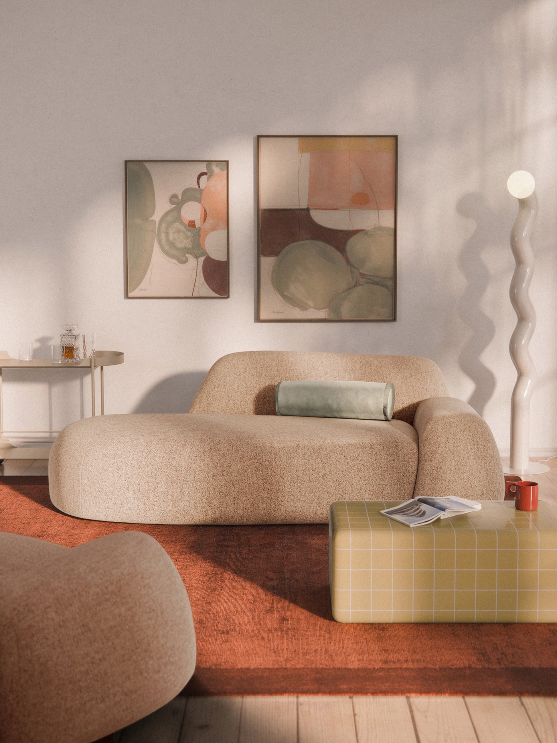 Wolgarth 2-Seater Bouclé Sofa with Chaise Longue