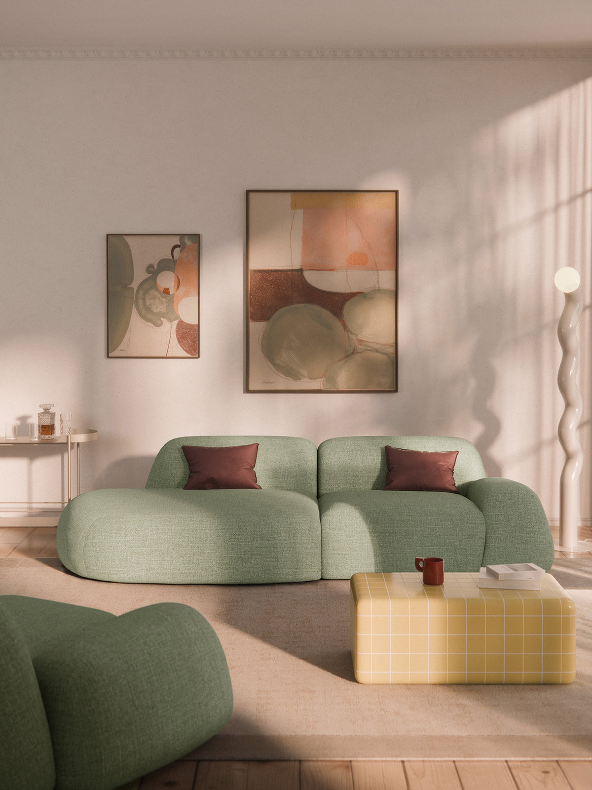 Wolgarth Modular Chaise in Bouclé, 3-Seater