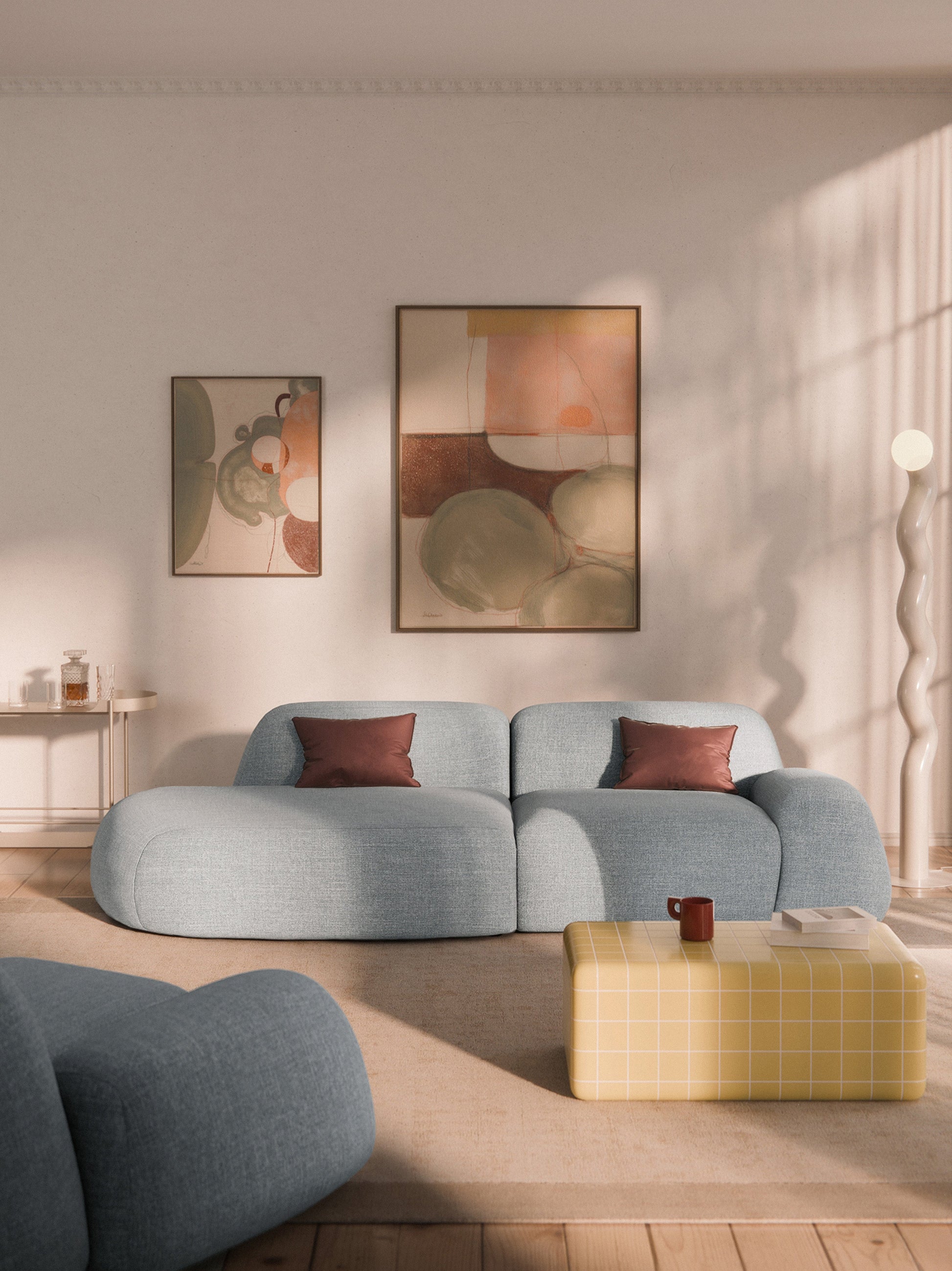 Wolgarth Modular Chaise in Bouclé, 3-Seater