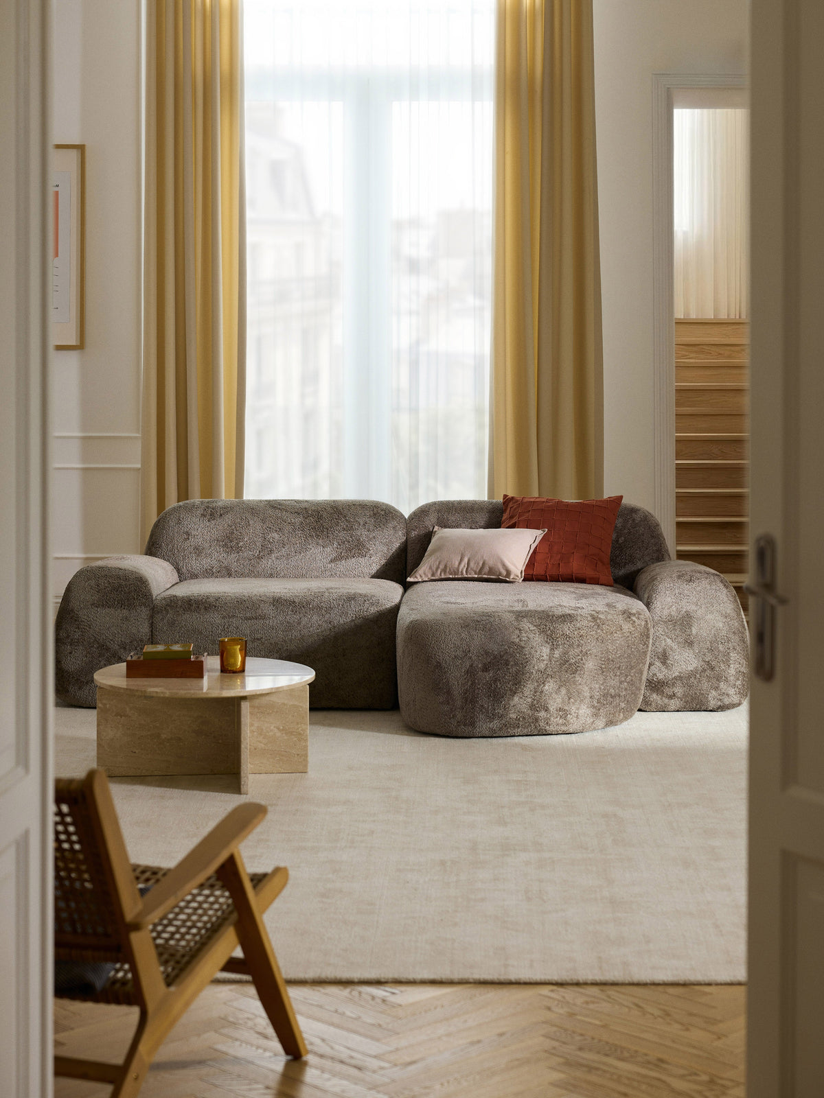 Wolgarth Modular Corner Sofa in Teddy Bouclé, 3-Seater