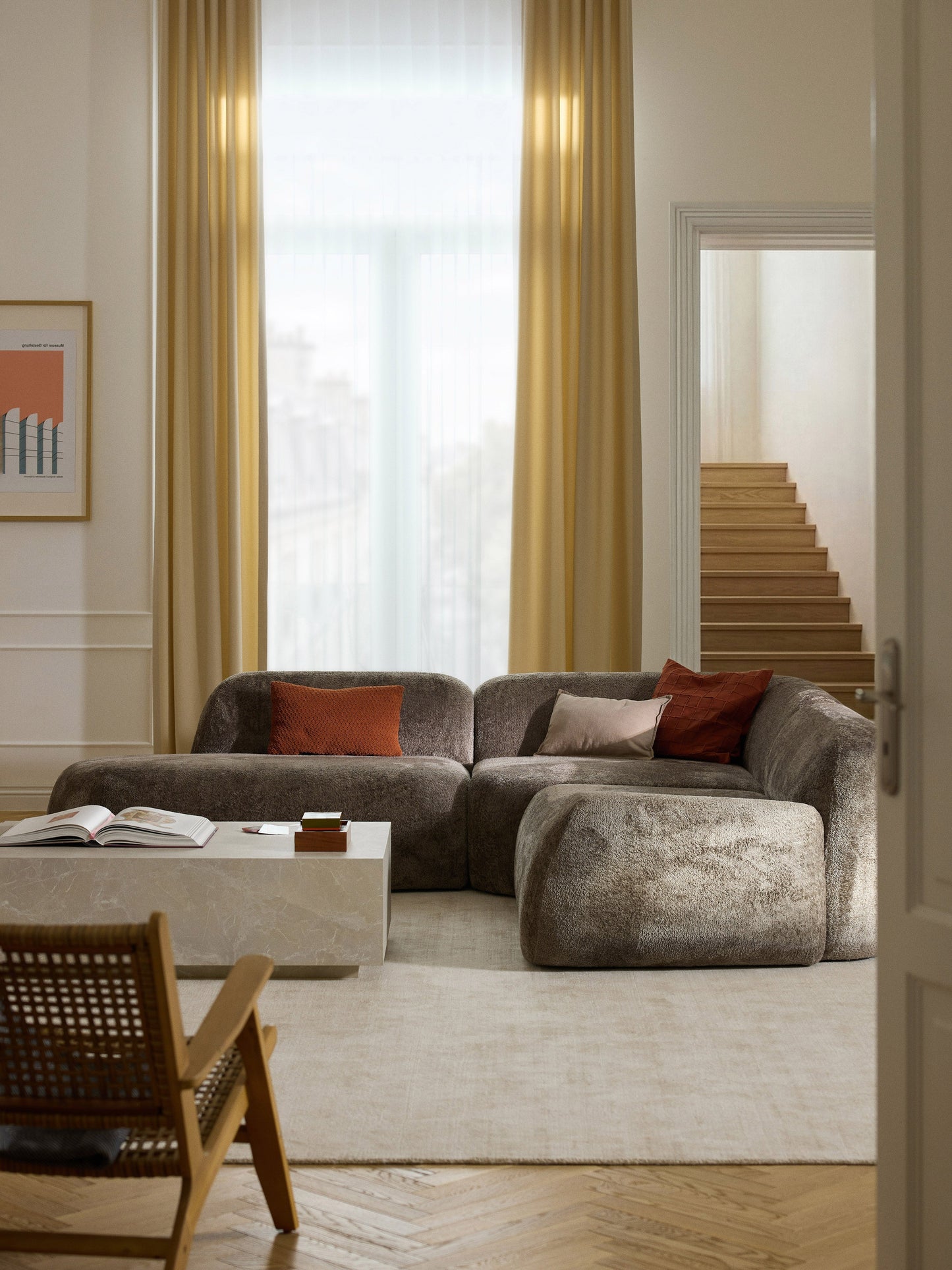 Wolgarth Modular Teddy Bouclé Corner Sofa (4-Seater) with Chaise Longue