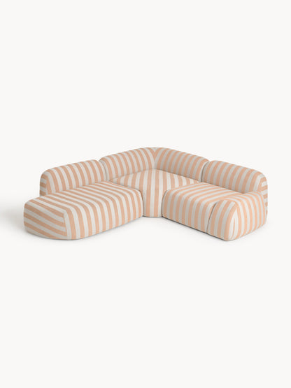 Wolgarth Striped Modular Corner Sofa (4-Seater) with Chaise Longue