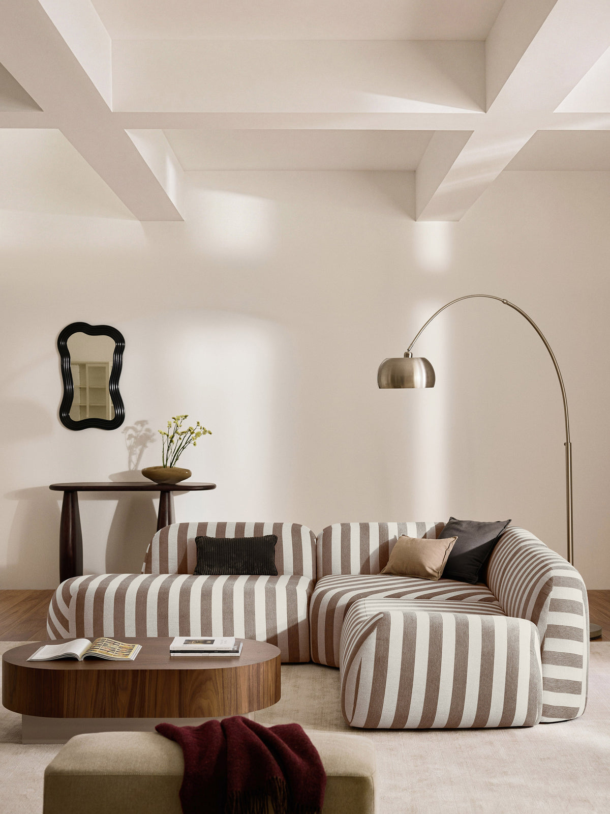 Wolgarth Striped Modular Corner Sofa (4-Seater) with Chaise Longue