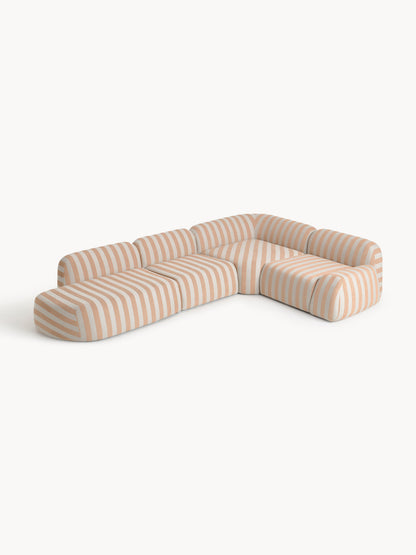 Wolgarth Striped XL Modular Corner Sofa with Chaise Longue
