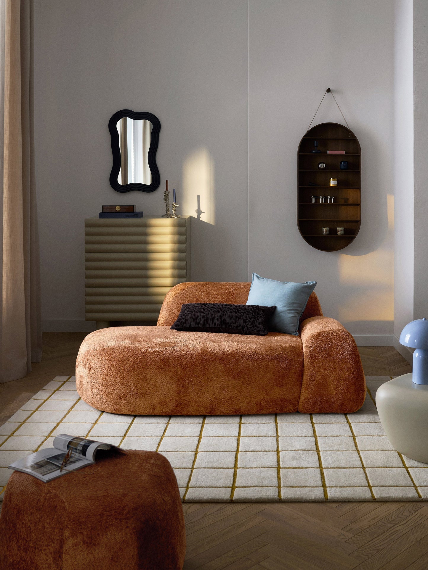 Wolgarth Teddy Bouclé Sofa (2-Seater) with Chaise Longue