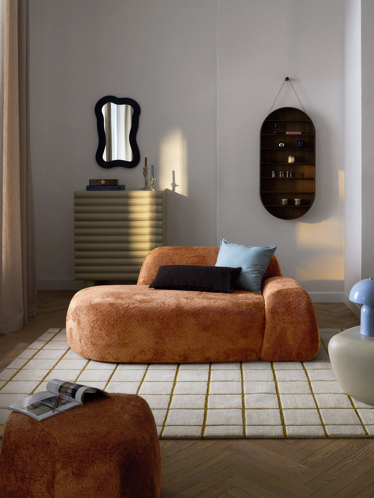 Wolgarth Teddy Bouclé Sofa (2-Seater) with Chaise Longue