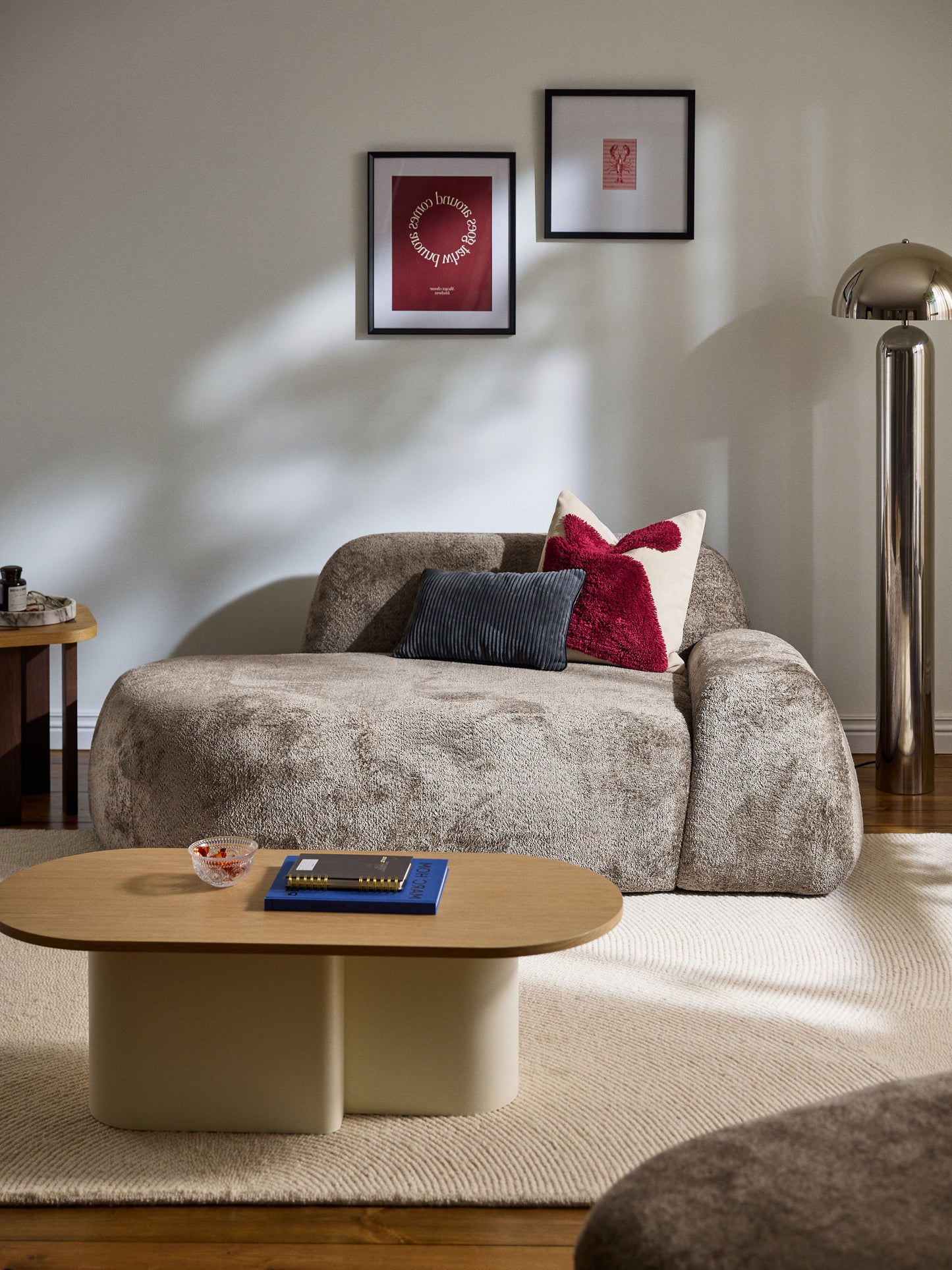 Wolgarth Teddy Bouclé Sofa (2-Seater) with Chaise Longue