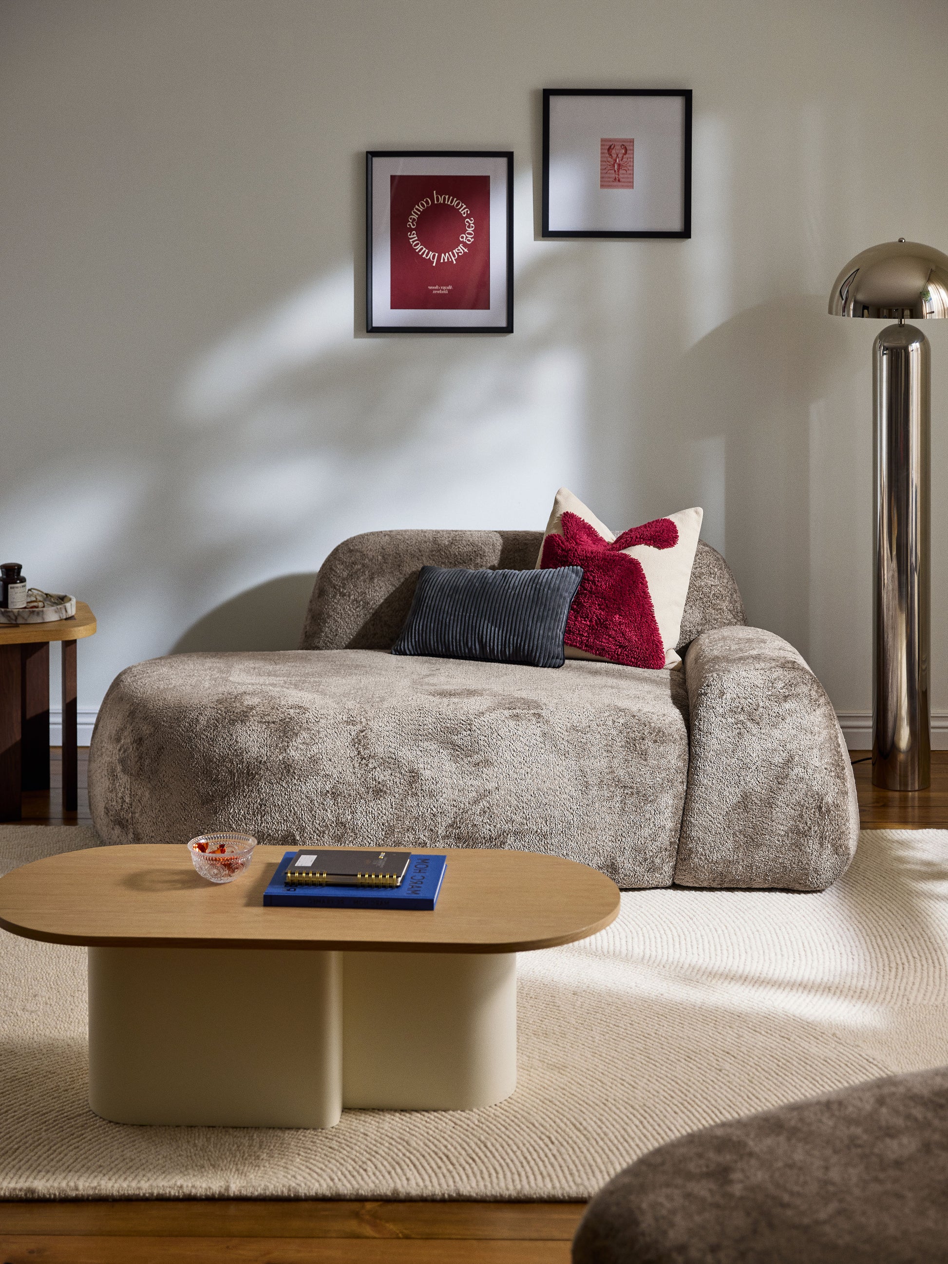 Wolgarth Teddy Bouclé Sofa (2-Seater) with Chaise Longue