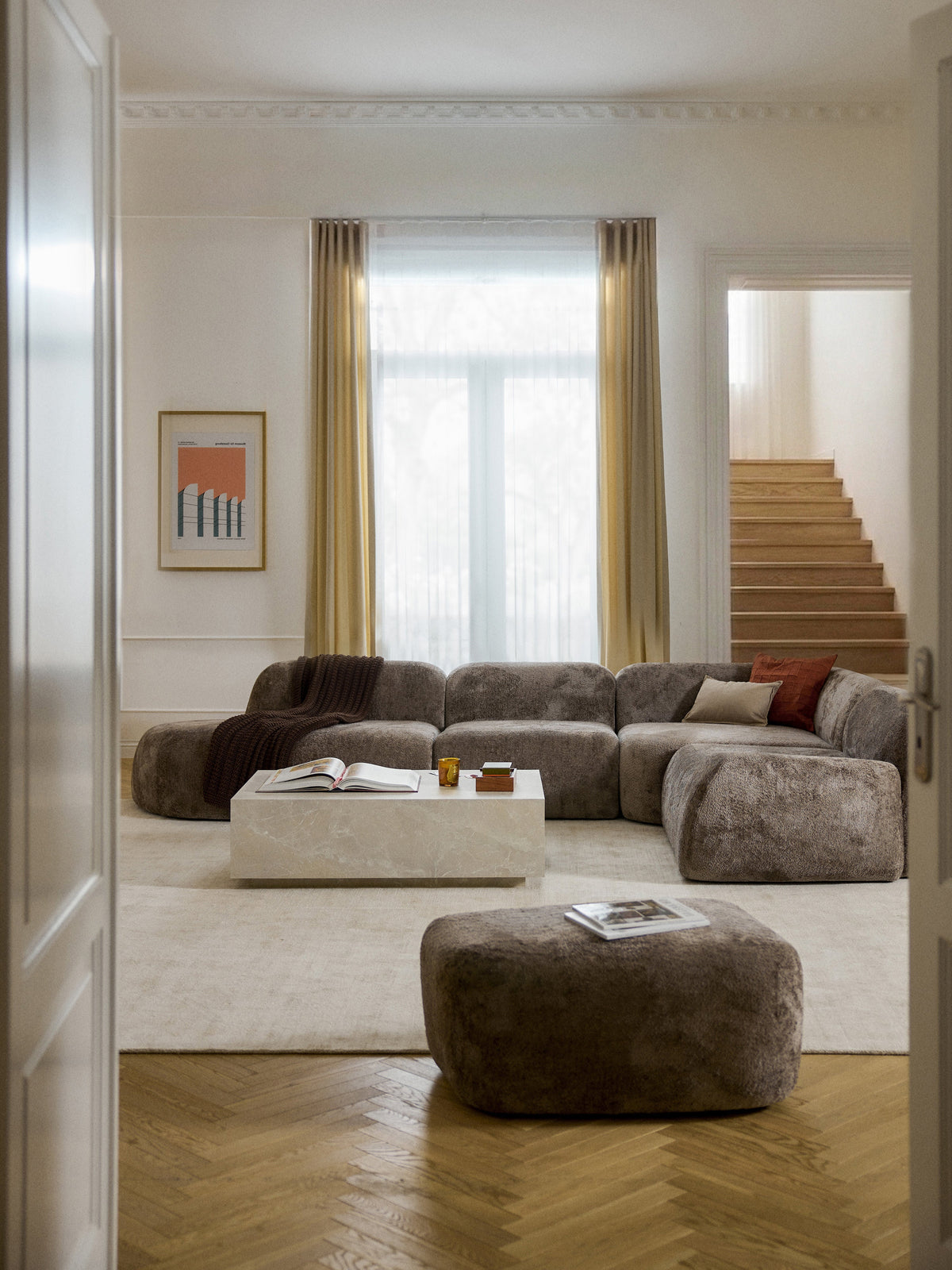 Wolgarth XL Modular Teddy Bouclé Corner Sofa with Chaise Longue